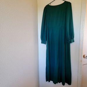 Dark green modest polyester dress